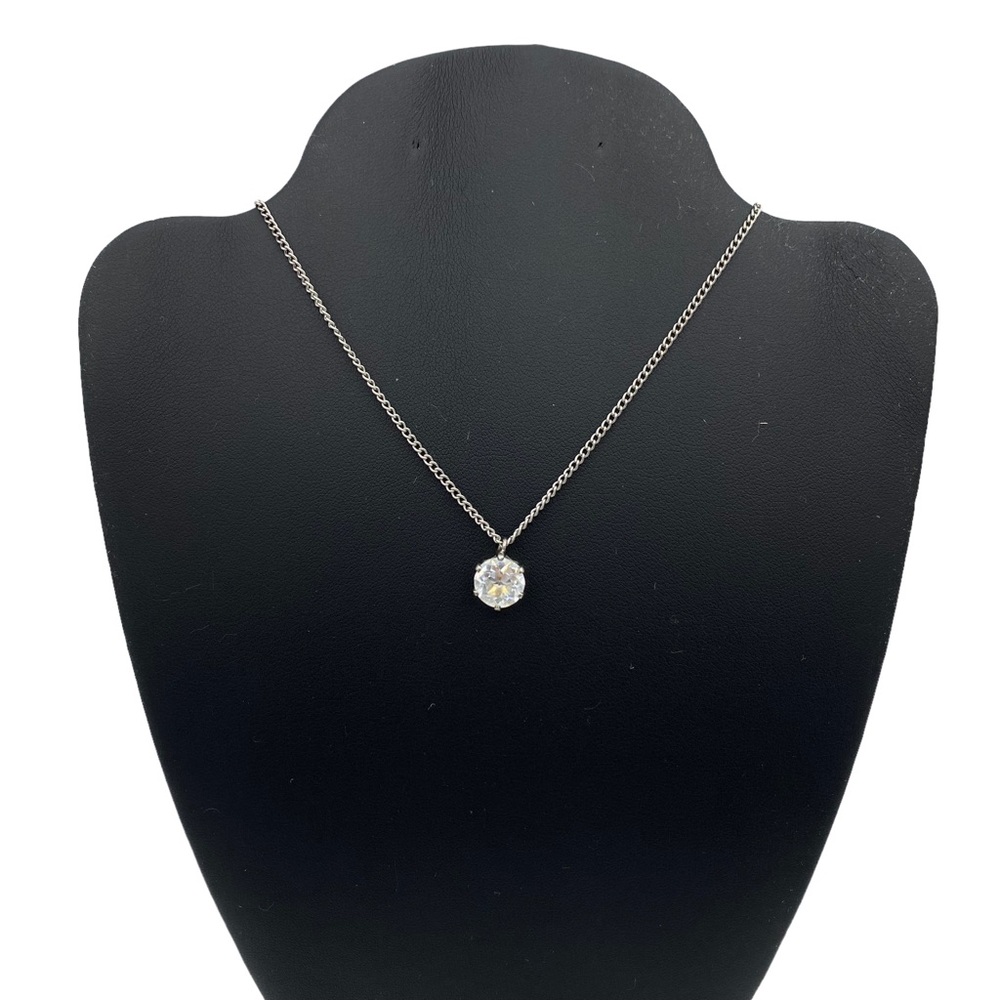 Vintage Large Diamond Silver Necklace